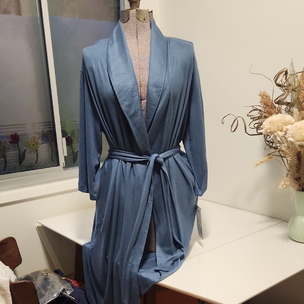 Softees Dream Shawl Collar Robe Blue Lake
